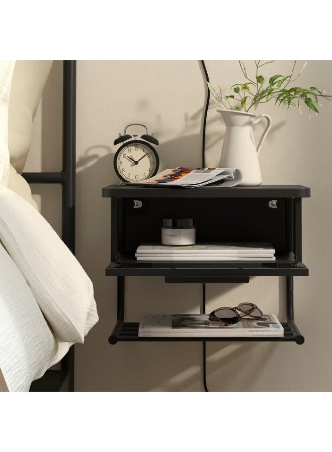 Wall-mounted bedside table, charcoal color, 42×29×31 cm - Image 3